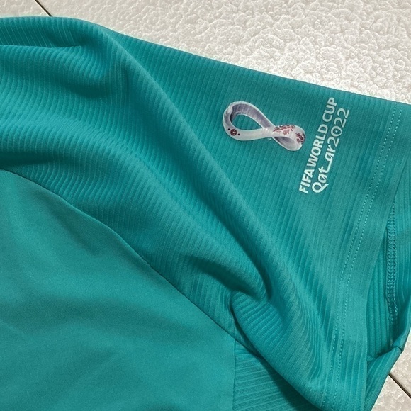 QUARTER-ZIP mock neck polo shirt turquoise FIFA world cup quatar 2022 - Picture 9 of 15